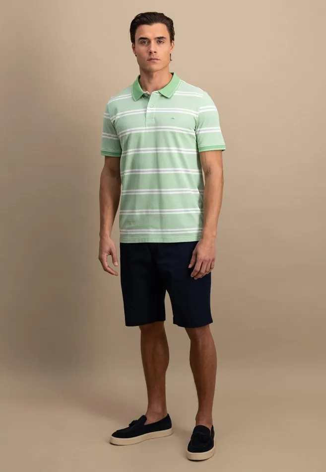 FYNCHHATTON Striped Polo Shirt Made Of Cotton Sunny Orangepeesummer Breezestrong Bluenavyturf Green Men Polo Shirt