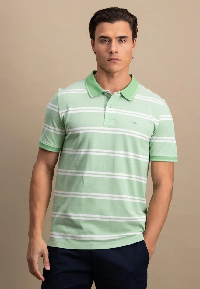 FYNCHHATTON Striped Polo Shirt Made Of Cotton Sunny Orangepeesummer Breezestrong Bluenavyturf Green Men Polo Shirt