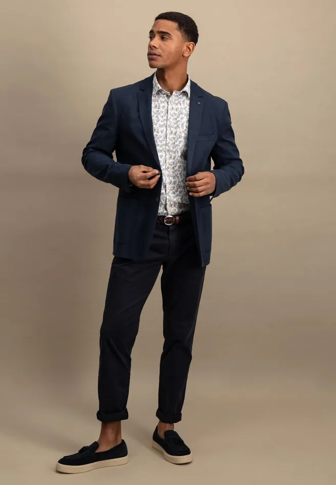 FYNCHHATTON Summer Jacket With A Subtle LogoTail Dark Navybeige Men Jackets and Coats