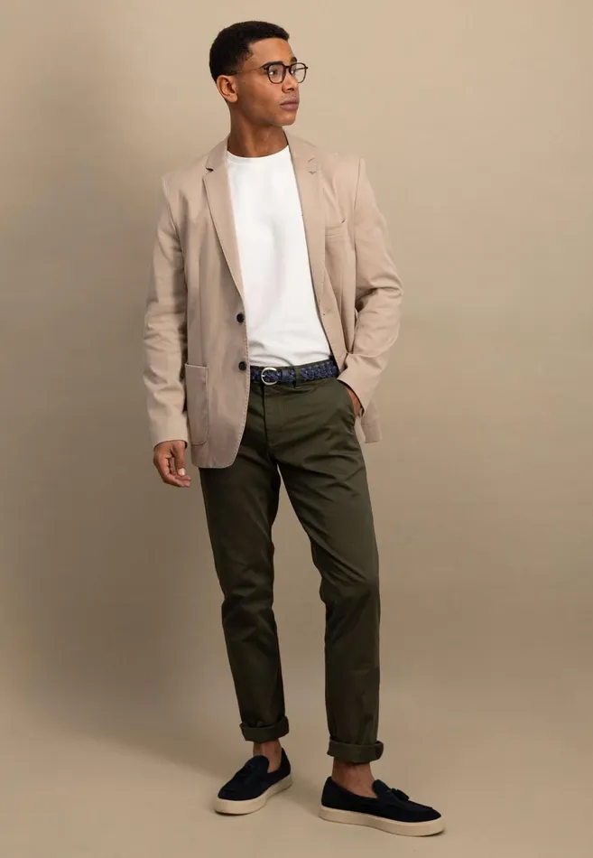 FYNCHHATTON Summer Jacket With A Subtle LogoTail Dark Navybeige Men Jackets and Coats