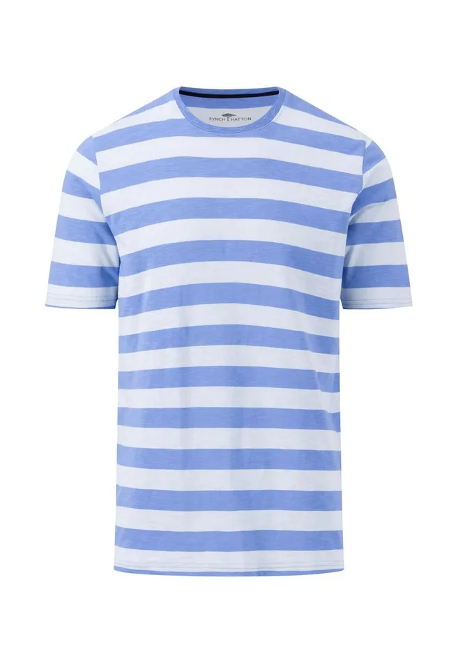 FYNCHHATTON Tshirt Made Of Cotton Jersey Dusty Olivecrystal Blue Men Tshirts