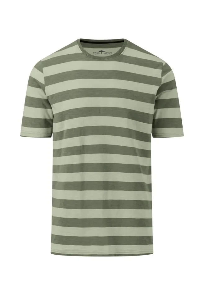 FYNCHHATTON Tshirt Made Of Cotton Jersey Dusty Olivecrystal Blue Men Tshirts