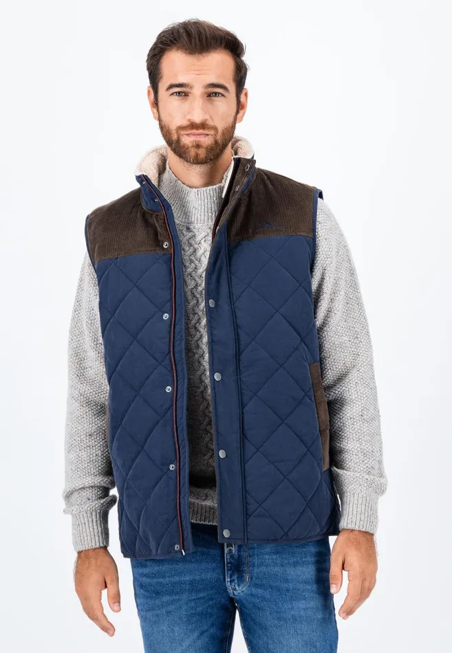 FYNCHHATTON Vest From Cotton Mix In TwoColor Dark Navy Men Jackets and Coats