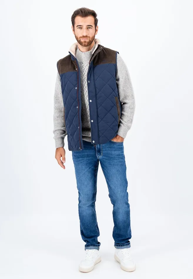 FYNCHHATTON Vest From Cotton Mix In TwoColor Dark Navy Men Jackets and Coats