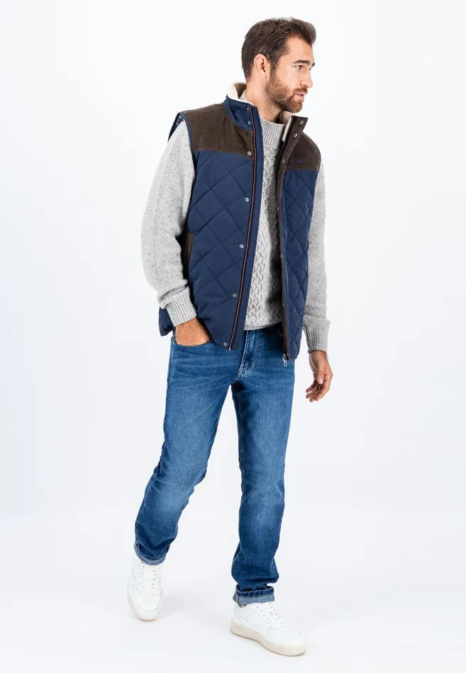 FYNCHHATTON Vest From Cotton Mix In TwoColor Dark Navy Men Jackets and Coats
