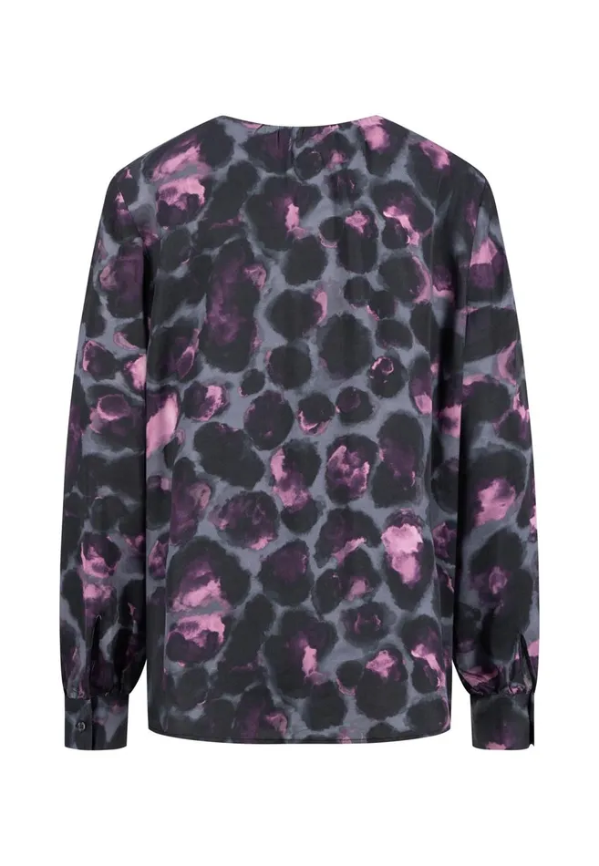 FYNCHHATTON Viscose Blouse With Leopard Pattern Mauve Rose Women Blouses