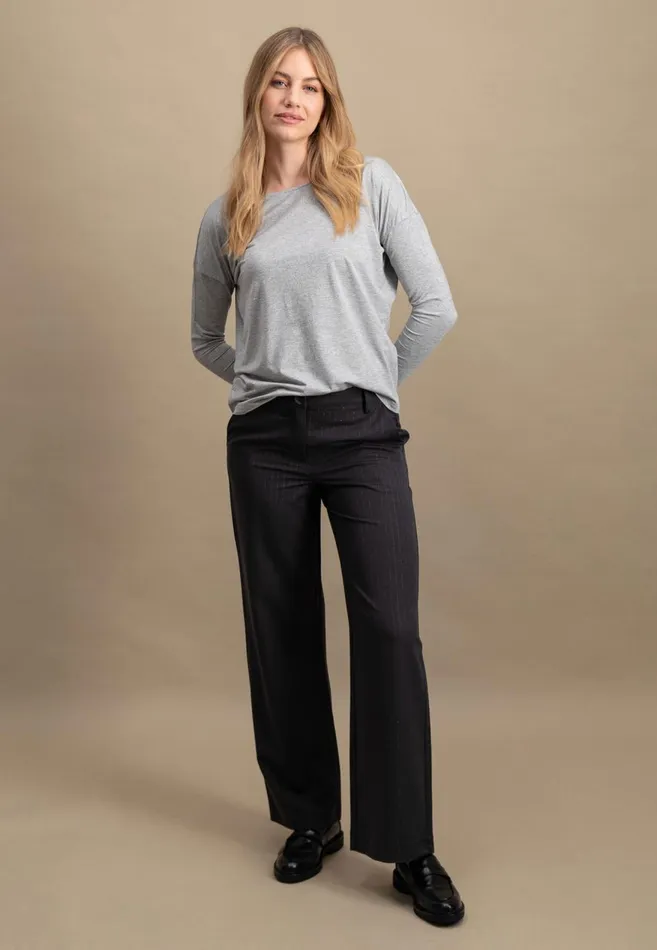 FYNCHHATTON Viscose Longsleeved Shirt With Lurex Threads Warm Graysilver Gray Women Tshirts