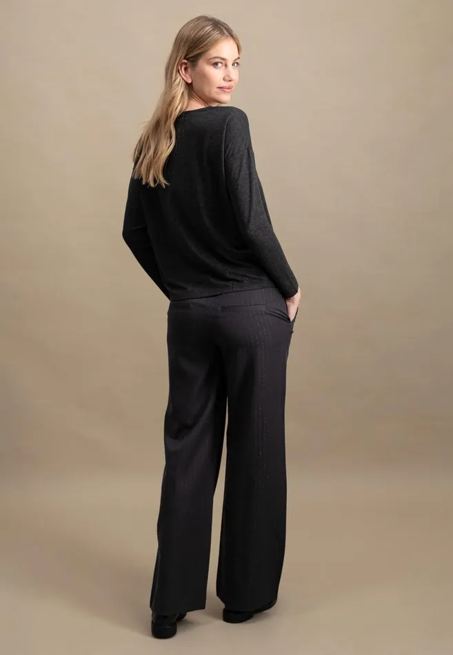 FYNCHHATTON Viscose Longsleeved Shirt With Lurex Threads Warm Graysilver Gray Women Tshirts