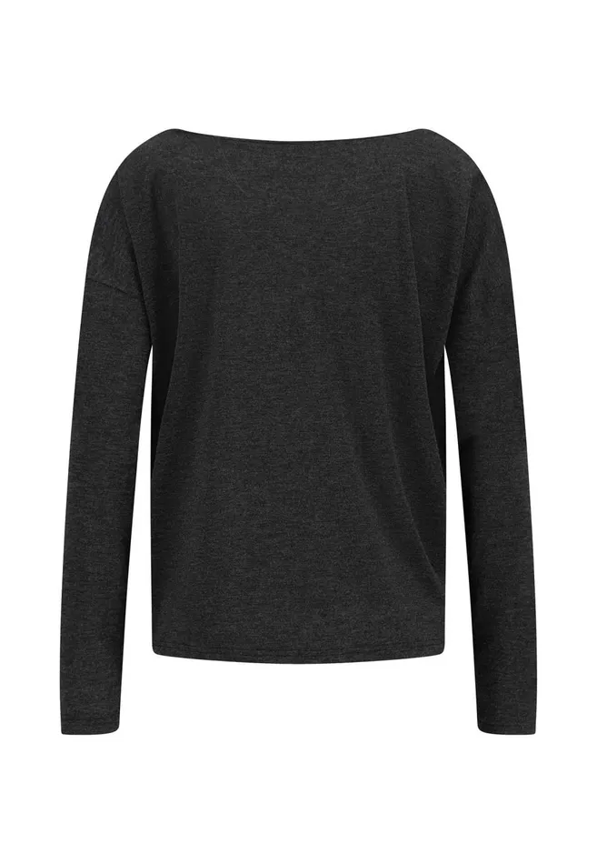 FYNCHHATTON Viscose Longsleeved Shirt With Lurex Threads Warm Graysilver Gray Women Tshirts