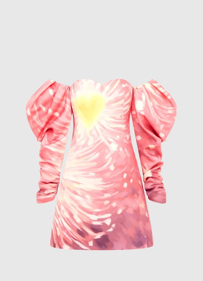 Gemma Off Shoulder Bustier Mini Dress 8211 Afterglow Print Women Dresses and Jumpsuits LEO LIN
