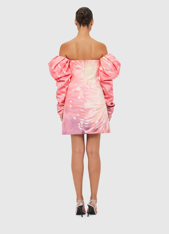 Gemma Off Shoulder Bustier Mini Dress 8211 Afterglow Print Women Dresses and Jumpsuits LEO LIN