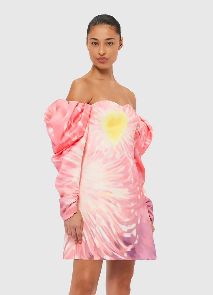Gemma Off Shoulder Bustier Mini Dress 8211 Afterglow Print Women Dresses and Jumpsuits LEO LIN