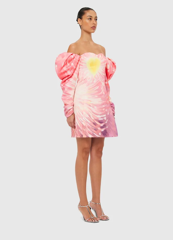 Gemma Off Shoulder Bustier Mini Dress 8211 Afterglow Print Women Dresses and Jumpsuits LEO LIN