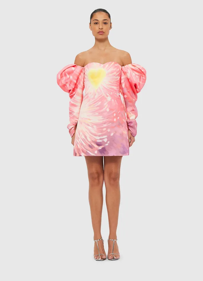 Gemma Off Shoulder Bustier Mini Dress 8211 Afterglow Print Women Dresses and Jumpsuits LEO LIN