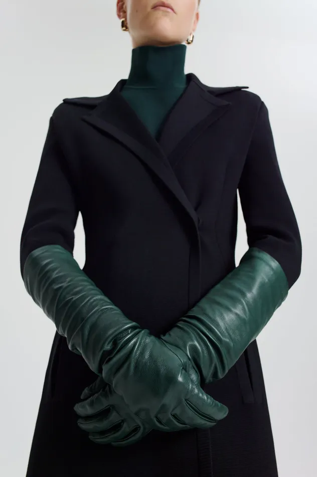 Gloves LEATHER GLOVES DARK GREEN 8211 Scanlan Theodore Women