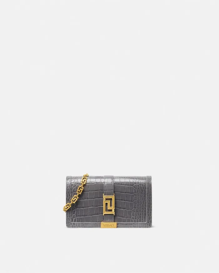 Greca Goddess Women Versace CrocEffect Greca Goddess Mini Bag Gray