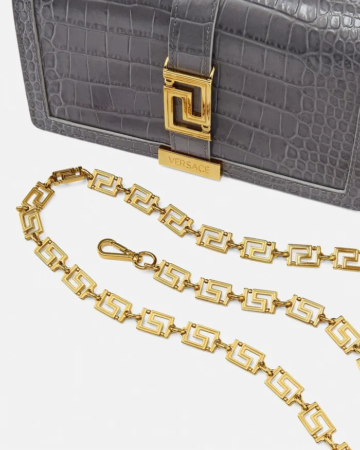 Greca Goddess Women Versace CrocEffect Greca Goddess Mini Bag Gray