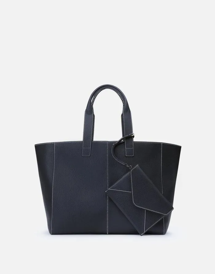 HandbagsReady To Wear Grained Calfskin Leather L Tote Black Lafayette 148 New York Suits