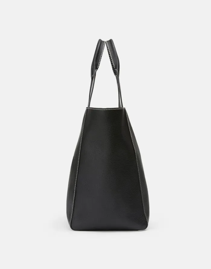 HandbagsReady To Wear Grained Calfskin Leather L Tote Black Lafayette 148 New York Suits