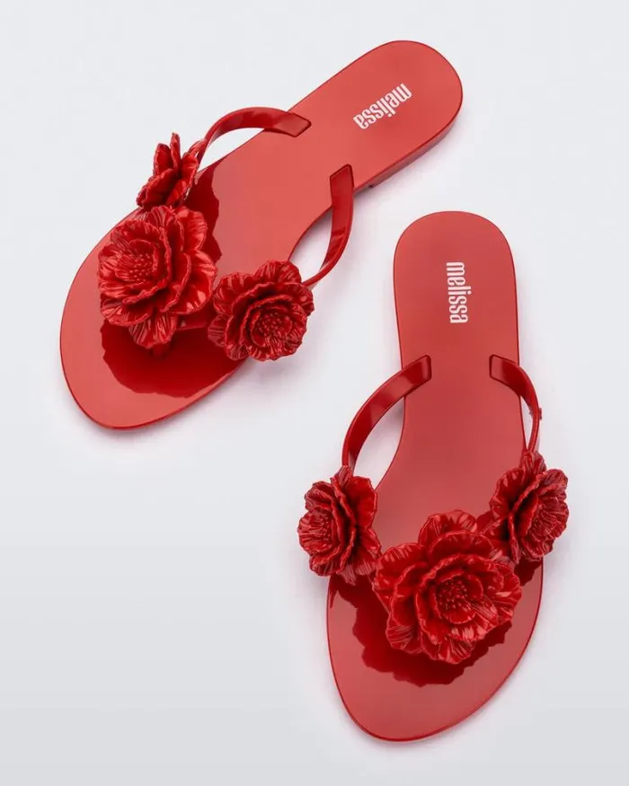 Harmonic Springtime Red Women Melissa Flip Flops