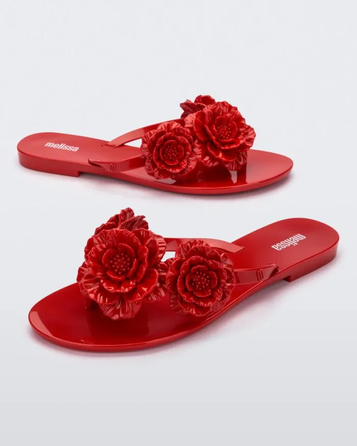 Harmonic Springtime Red Women Melissa Flip Flops