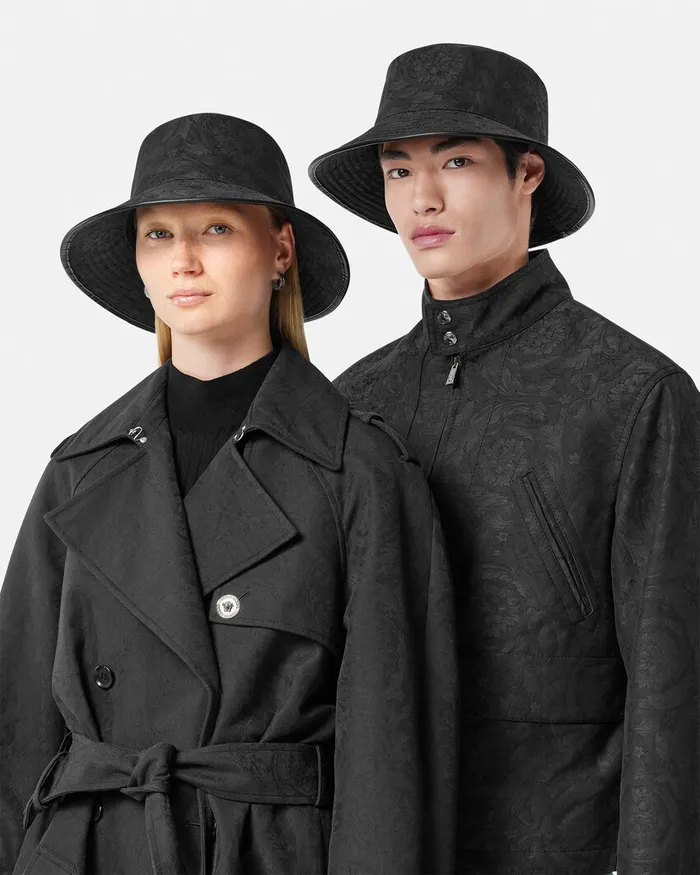 Hats and Caps WomenMen Versace Barocco Jacquard Bucket Hat Gray