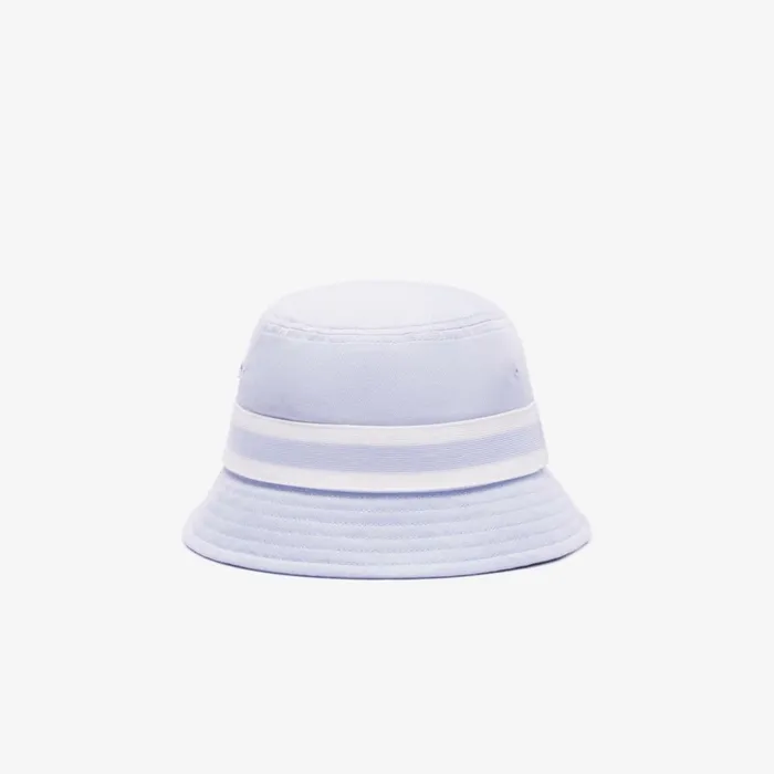 Hats Women Lacoste Women039s Cotton Gabardine Contrast Stripe Bucket Hat Phoenix Blue J2g