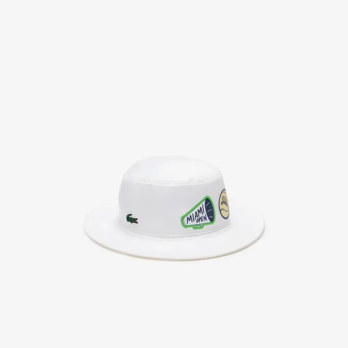 Hats WomenMen Lacoste Unisex Miami Open Edition Sport Bucket Hat White 001