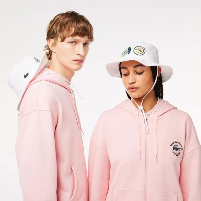 Hats WomenMen Lacoste Unisex Miami Open Edition Sport Bucket Hat White 001