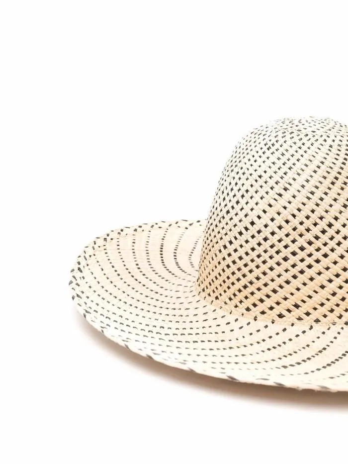 Henrik Vibskov Boutique Big Shade Panama Hat 8211 Natural Straw Black Dots Women Hats and Gloves