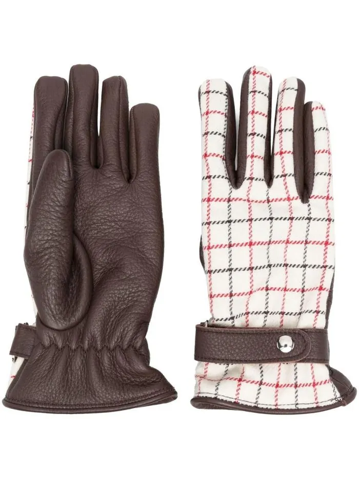 Henrik Vibskov Boutique Checked Leather Gloves 8211 Tan Men Hats and Gloves