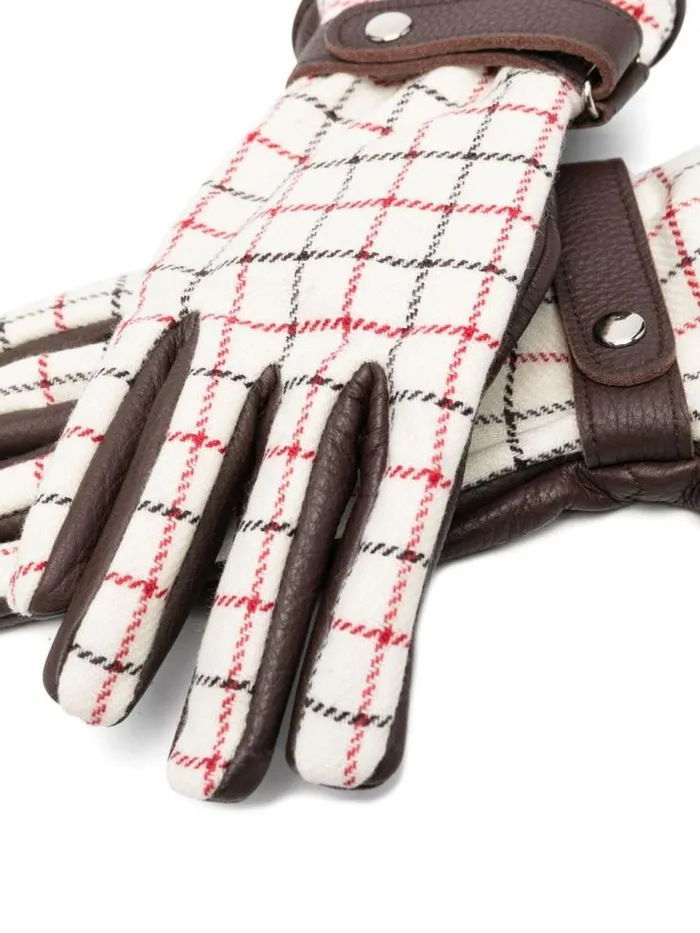 Henrik Vibskov Boutique Checked Leather Gloves 8211 Tan Men Hats and Gloves