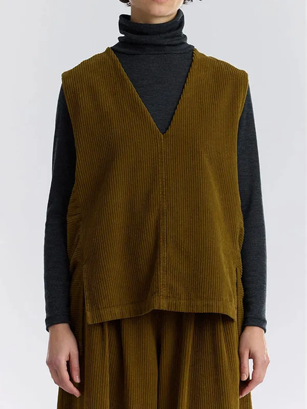 Henrik Vibskov Boutique Corduroy Vest 8211 Olive Women Tops