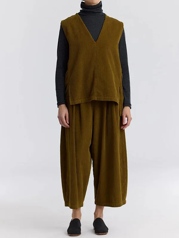 Henrik Vibskov Boutique Corduroy Vest 8211 Olive Women Tops