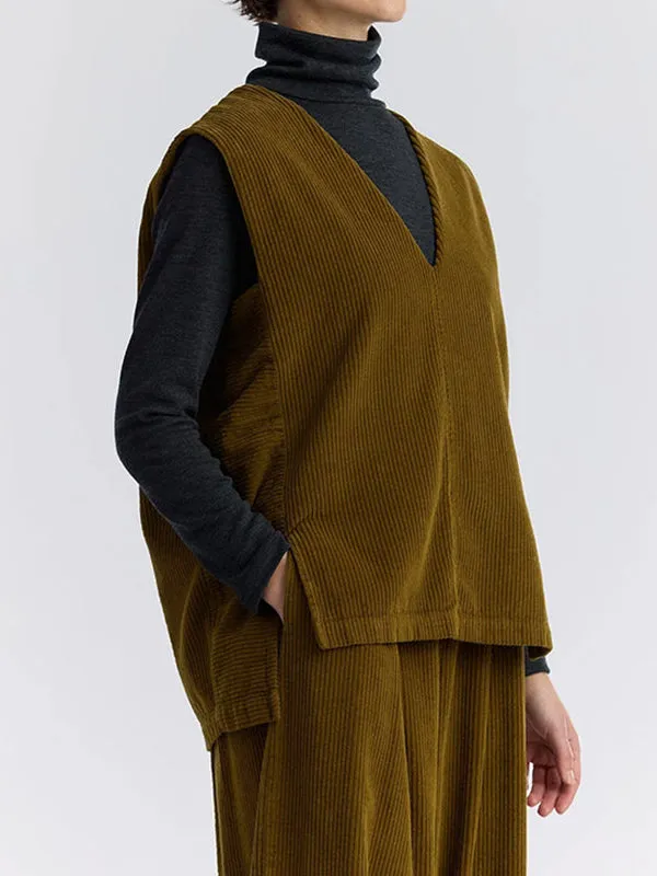Henrik Vibskov Boutique Corduroy Vest 8211 Olive Women Tops