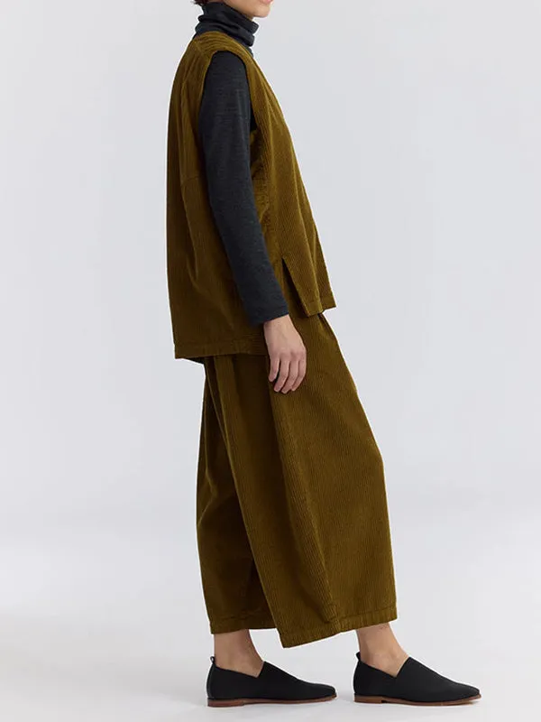 Henrik Vibskov Boutique Corduroy Vest 8211 Olive Women Tops