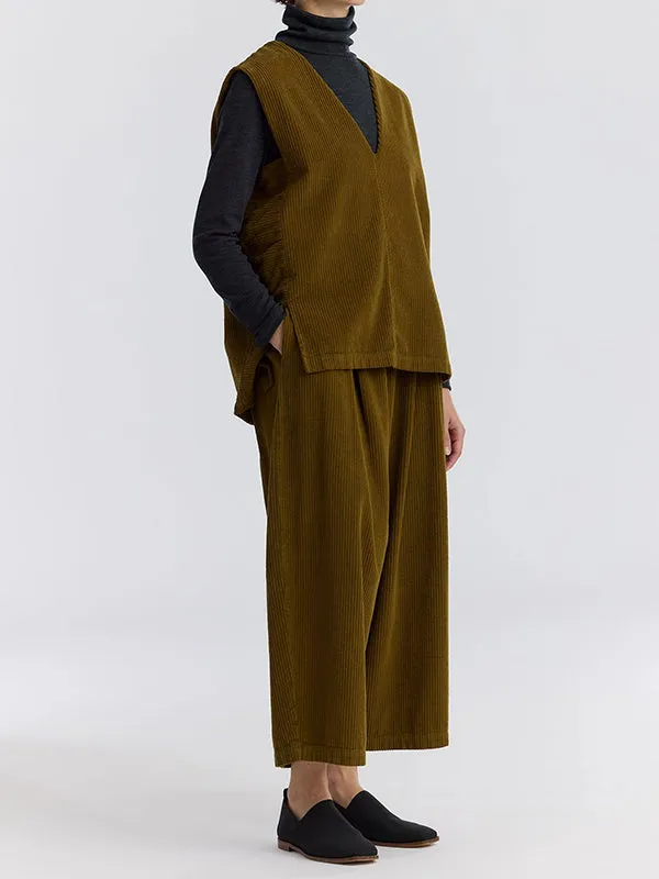 Henrik Vibskov Boutique Corduroy Vest 8211 Olive Women Tops