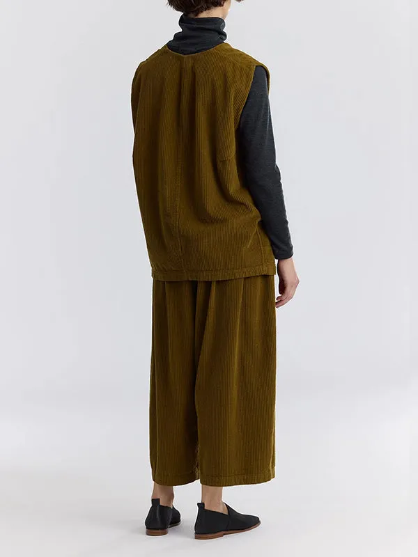 Henrik Vibskov Boutique Corduroy Vest 8211 Olive Women Tops