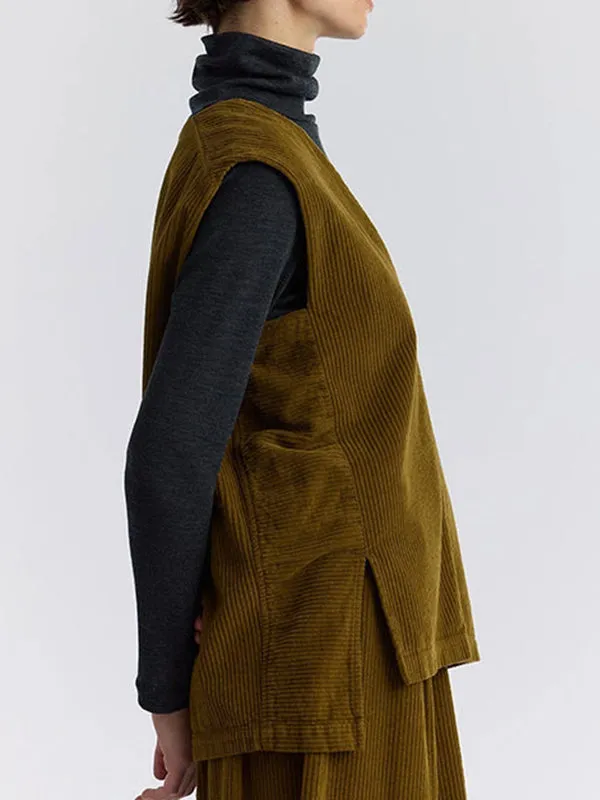 Henrik Vibskov Boutique Corduroy Vest 8211 Olive Women Tops