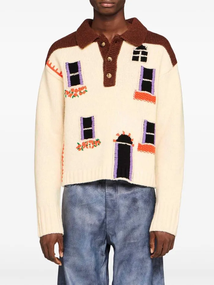 Henrik Vibskov Boutique House Polo Jumper 8211 Flax Men Knitwear