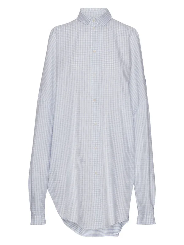 Henrik Vibskov Boutique New Bumble Shirtdress 8211 White Blue Grid Women Dresses
