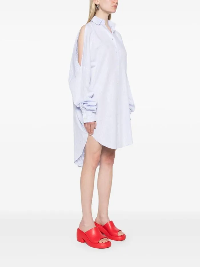 Henrik Vibskov Boutique New Bumble Shirtdress 8211 White Blue Grid Women Dresses