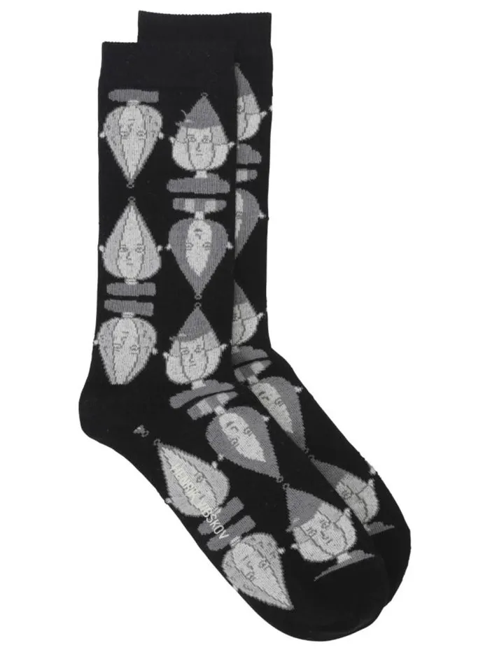 Henrik Vibskov Boutique Onion Head Femme Socks 8211 Black White Head Women Socks