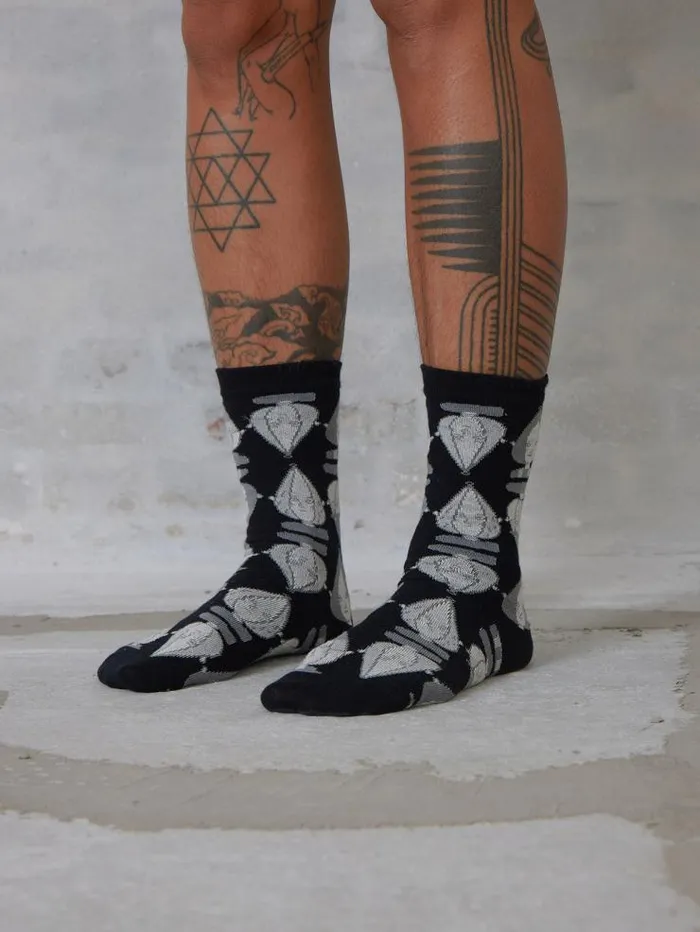 Henrik Vibskov Boutique Onion Head Femme Socks 8211 Black White Head Women Socks