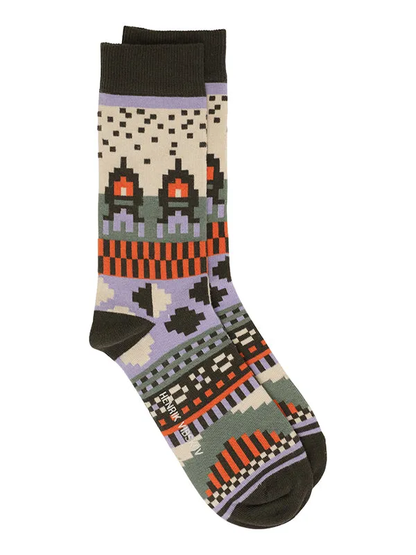 Henrik Vibskov Boutique Rocket Moon Socks Femme 8211 Lavender Beige Orange Women Socks