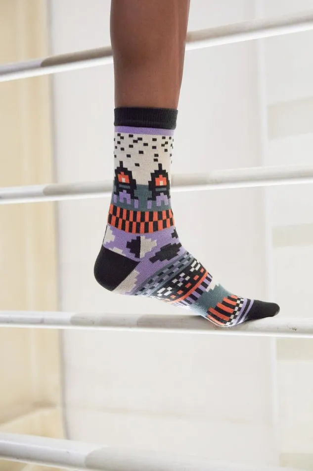 Henrik Vibskov Boutique Rocket Moon Socks Femme 8211 Lavender Beige Orange Women Socks