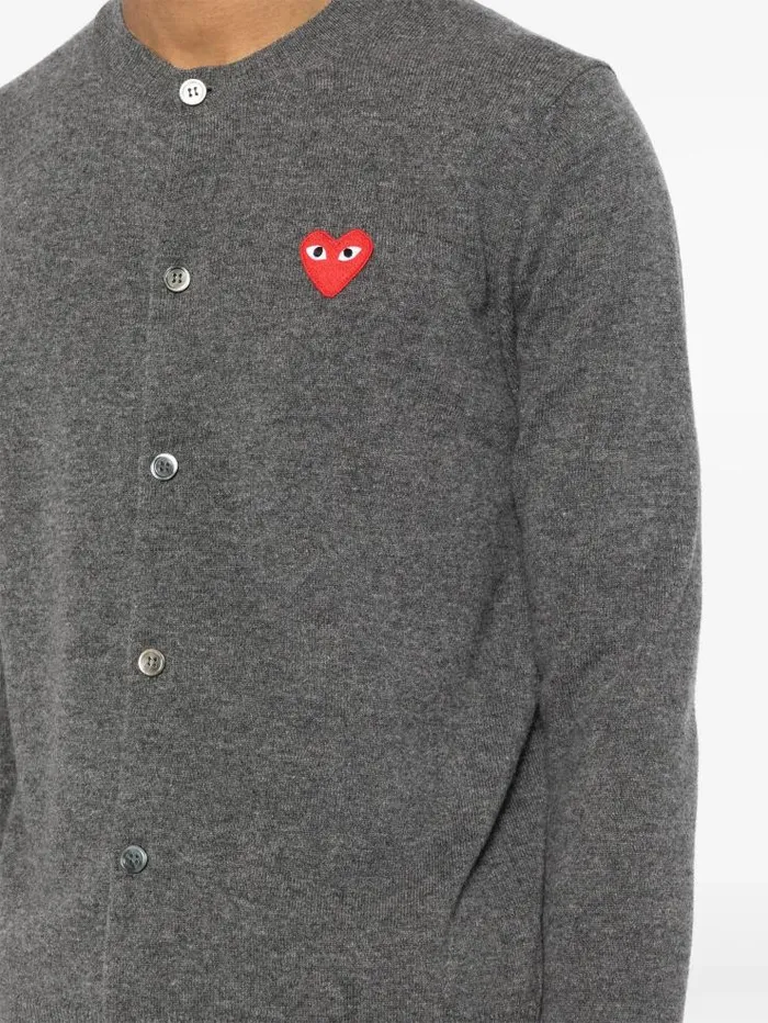 Henrik Vibskov Boutique RoundNeck Cardigan Red Heart 8211 Grey Men Knitwear
