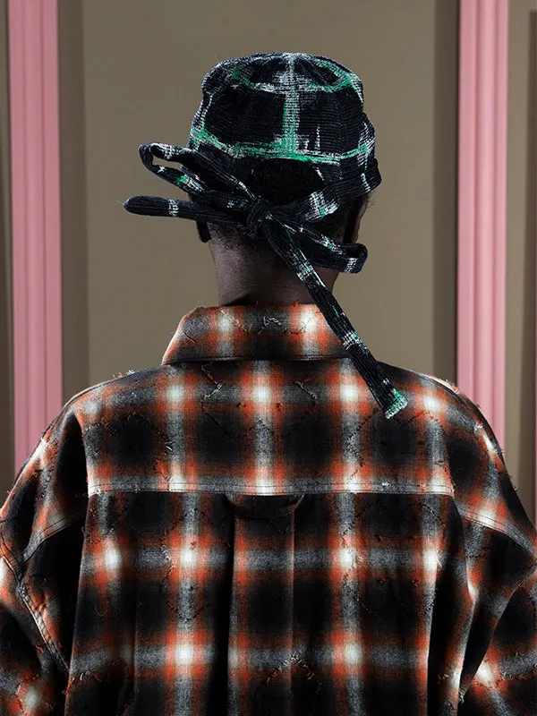 Henrik Vibskov Boutique Sausage Cap 8211 Dark Shibori Grid Men Hats and Gloves