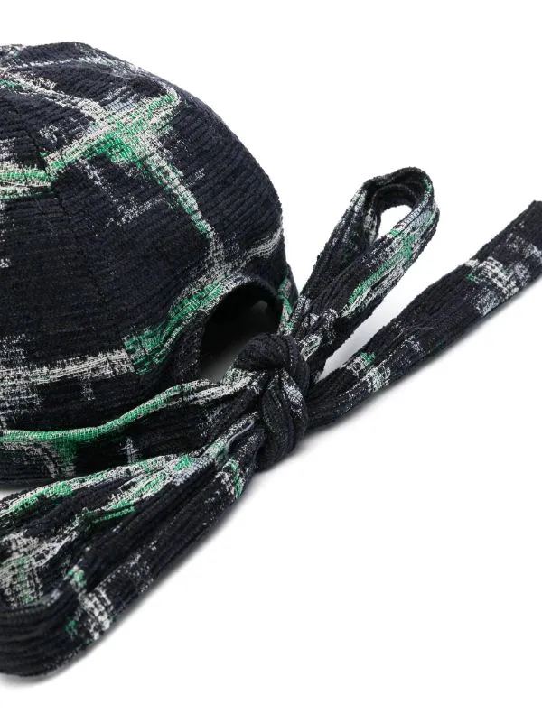 Henrik Vibskov Boutique Sausage Cap 8211 Dark Shibori Grid Men Hats and Gloves