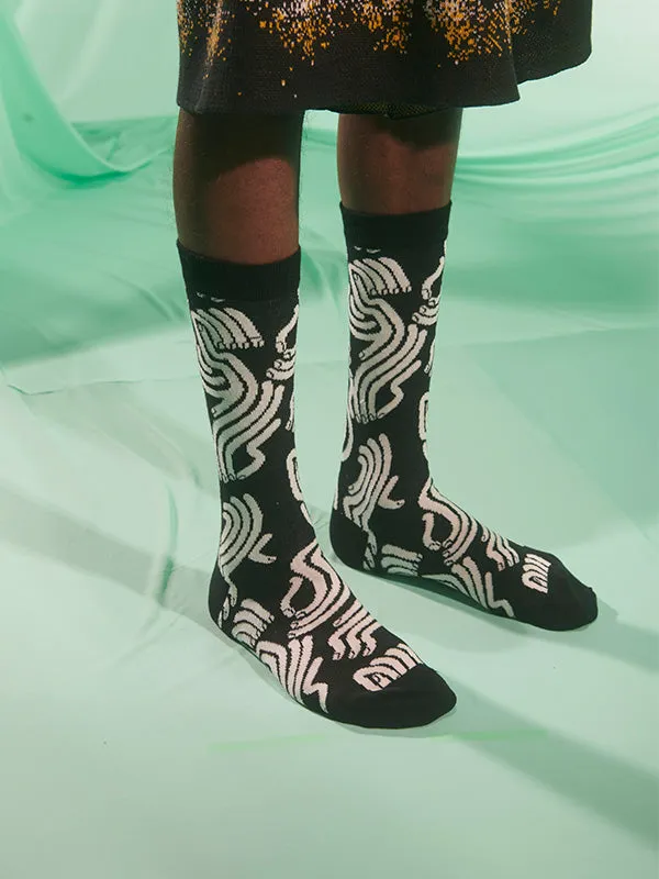 Henrik Vibskov Boutique Sunny Fingers Socks Homme 8211 White Fingers Black Men Socks